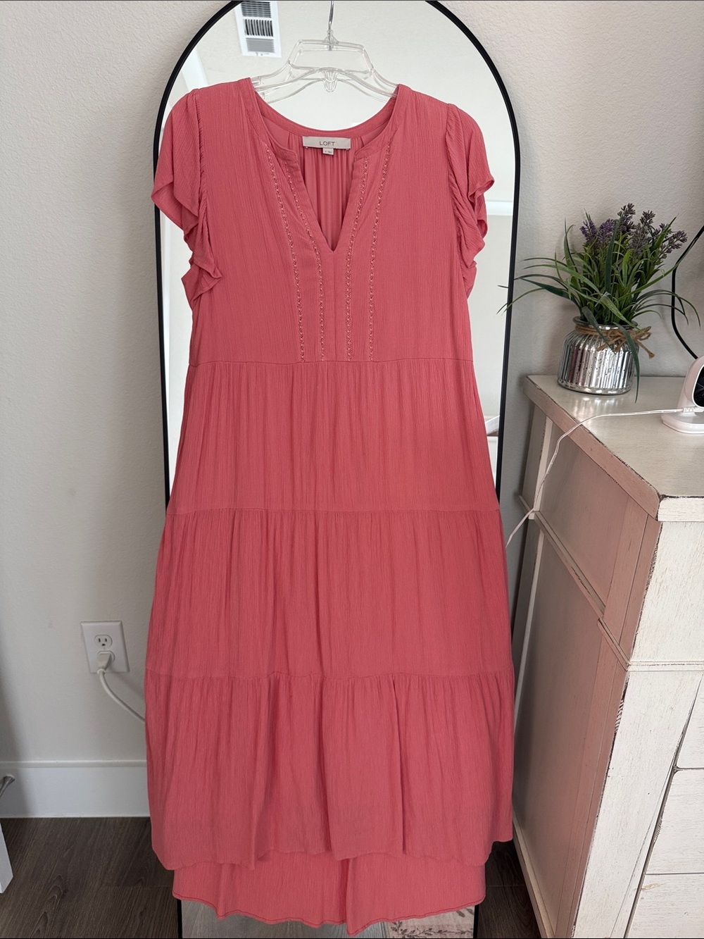 LOFT Dusty Coral Tiered Maxi Dress